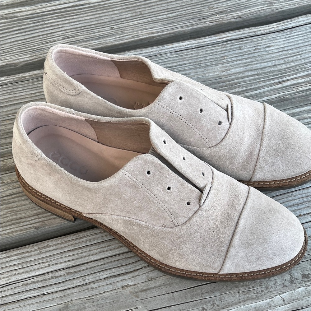 Ecco Light Tan Suede Slip-On Shoes